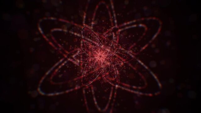 Red Abstract Scientific Molecule Particle Atom Structure Background Loop