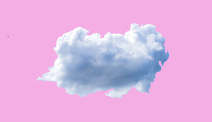 Big real cloud isolated on pink background with clipping path.