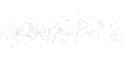 Abstract background with connected line and dots. Black and white molecule structure. Science and connection concept. Website header or banner design.