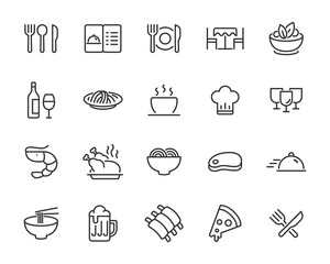 set of restaurant icons, food menu, drinks menu