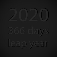 Leap year 2020 black gray, illustration