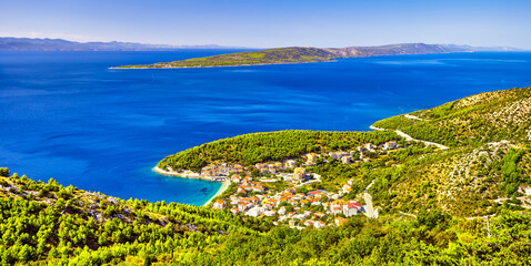 Amazing panorama of the adriatic sea under sunlight and blue sky. Dramatic and picturesque scene. Artistic picture. Croatia