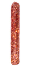 Smoked sausage salami isolated on a white background