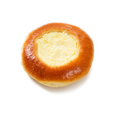 Patties with cottage cheese . Russian pastry (vatrushka) 
isolated on white background