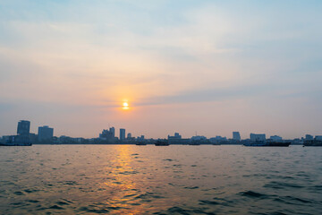The picture from the sea with Pattaya city background, Thailand