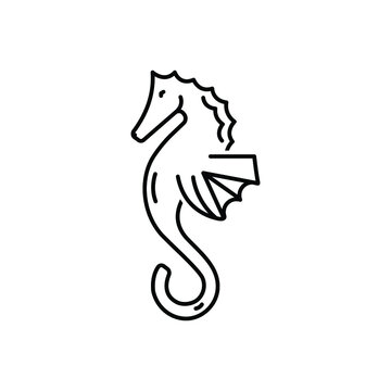 Black line icon for seahorse
