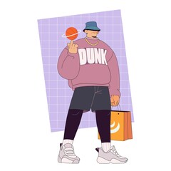 Fashion Sneakers Man Character Isolated Vector illustration