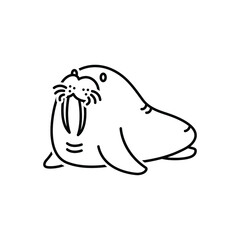 Black line icon for walrus