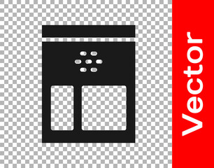 Black Bag of coffee beans icon isolated on transparent background. Vector Illustration.
