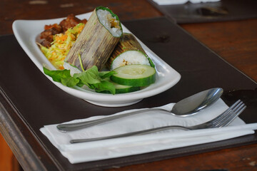 Yogyakarta special food, in the form of grilled rice plus beef and ointment