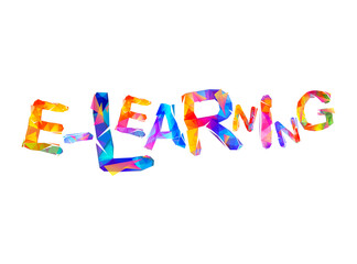 E-learning. Word of colorful triangular letters