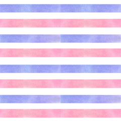 Watercolor seamless pattern pastel stripes, geometric background