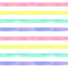 Watercolor seamless pattern pastel stripes, geometric background