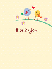 cute bird couple thank you card vector