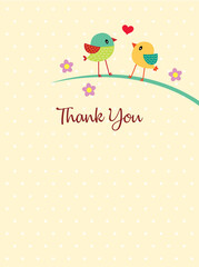 cute bird couple thank you card vector