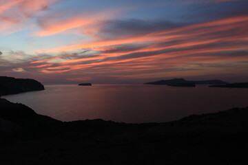 Obraz premium Summer sunset in Santorini island in Greece