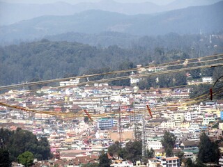 Fototapeta na wymiar aerial view of the city Ooty town Tamilnadu India