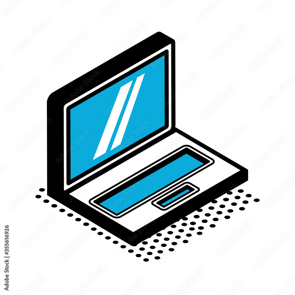 Sticker digital laptop isometric style icon vector design