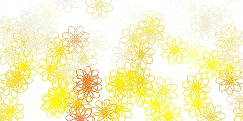 Light Orange vector doodle background with flowers.