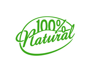 100 Natural isolated monochrome sticker for healthy food products and cosmetics - eco-friendly logo