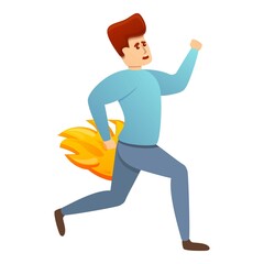 Hurry burning worker icon. Cartoon of hurry burning worker vector icon for web design isolated on white background
