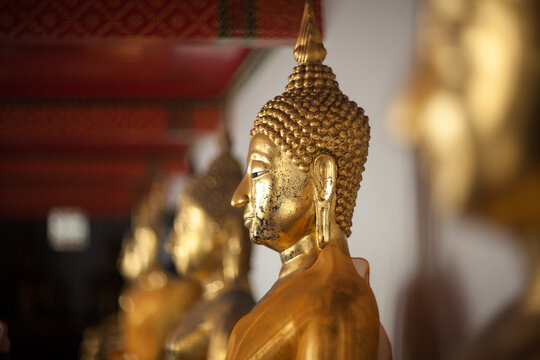 Golden Buddha Statue in Thai Temple, Bankgok, Thailand