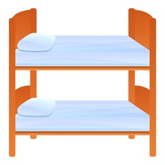 Wood bunk bed icon. Cartoon of wood bunk bed vector icon for web design isolated on white background