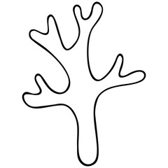 Obraz premium Coral. Vector illustration. Outline on a white isolated background. The skeleton of colonies of polyps in the ocean. Marine invertebrate organisms. Hand drawing style. Sketch. Coloring book.