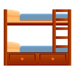 Twin bunk bed icon. Cartoon of twin bunk bed vector icon for web design isolated on white background