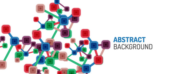 Abstract square dot connections, flat style multicolored geometric background for Wallpaper, Banner, Background, Card, Book Illustration, landing page or poster design