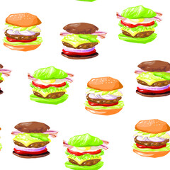 Vector seamless pattern with keto lchf paleo diet burgers