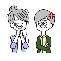 怒り心頭の男性と怯える女性