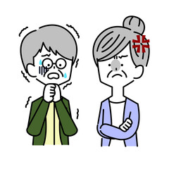 怒り心頭の女性と怯える男性