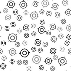 Black Target sport icon isolated seamless pattern on white background. Clean target with numbers for shooting range or shooting. Vector Illustration.