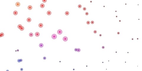 Light Blue, Red vector doodle template with flowers.