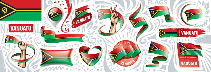 Vector set of the national flag of Vanuatu in various creative designs