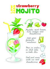 Vector illustration of mojito lime cocktail recipe