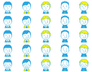 男子学生泣き顔アイコンセット