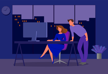 Office work late at night