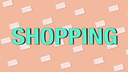Shopping sign banner seamless and looping background for promo or advertising. Concept of sale, shop and credit card - moving pattern looping video for Special offer, animation seamless shopping intro