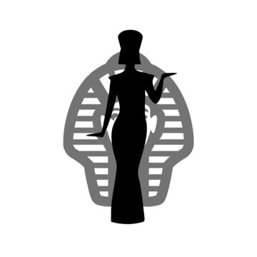 recommend clip art: Egyptian silhouette icon. Queen Nefertiti. Cleopatra icon isolated on white background