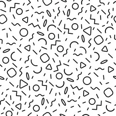 Abstract seamless pattern, memphis style, vector illustration	