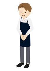 Illustration of a male barista welcoming customers