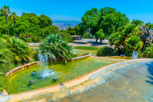 Fountain at Jardins del Mirador in Barcelona, Spain