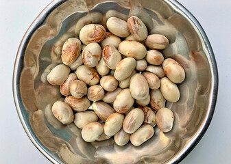 Jack fruit seeds in  a stainless steel bowl