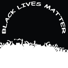 Monochrome International human rights movement Black Lives Matter with crowd peacefully demonstrating with copy space for own text 