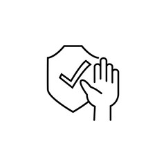 Fototapeta premium Hand and shield using antibacterial. Vector