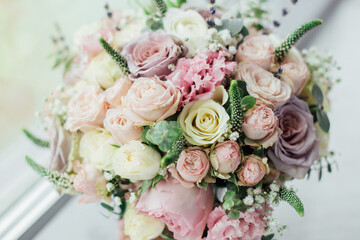 Beautiful wedding bouquet with flowers
