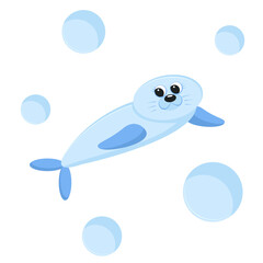 Cute seal. Vector isolated image on a white background. Flat style