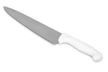 white steel kitchen knives, isolated on white background